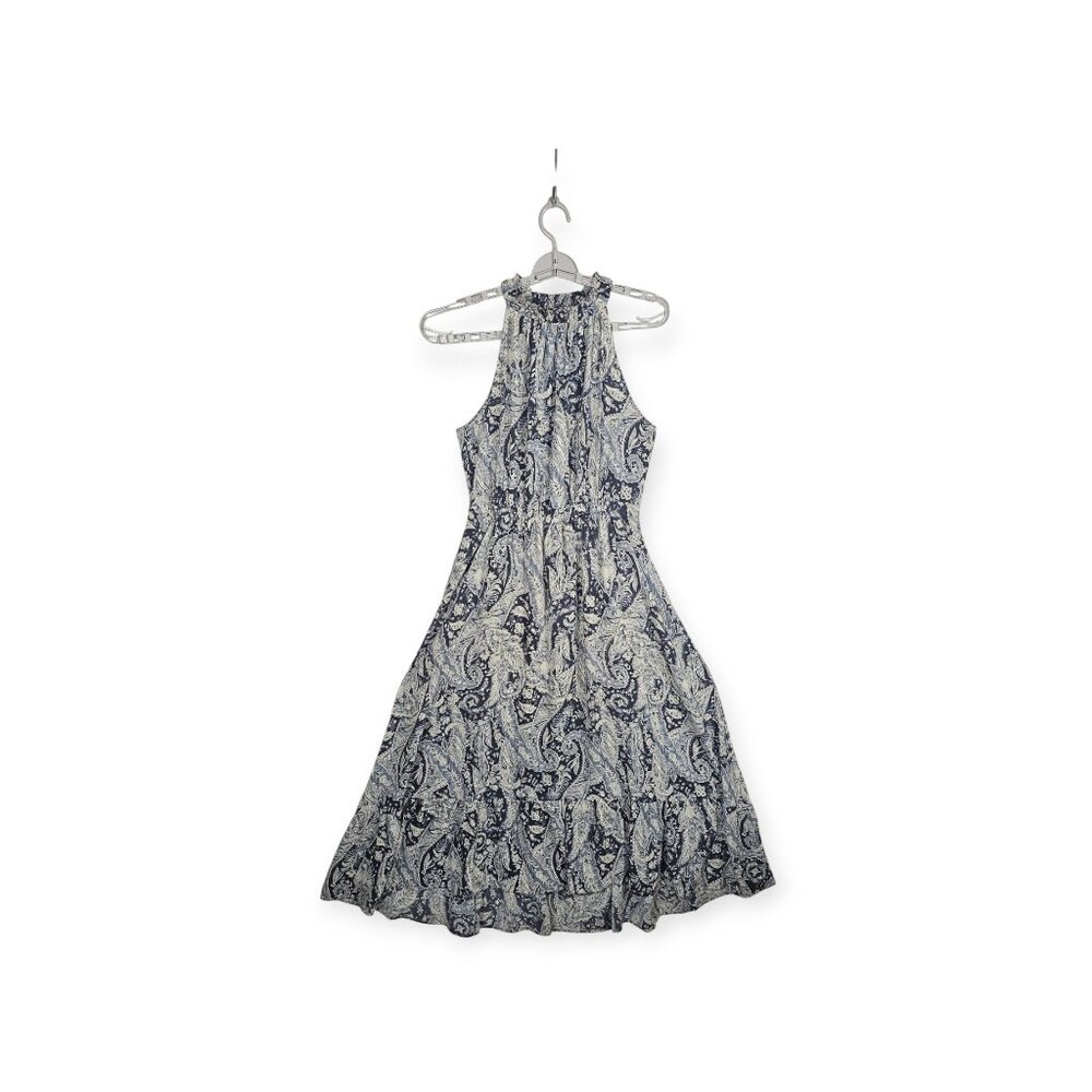DRESS FORUM Halter Maxi Dress - Women's Small - Navy Paisley